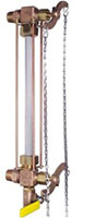Style 408 Bronze Steam Level Gauge Valves with Quick Closing Lever Handles with Chains